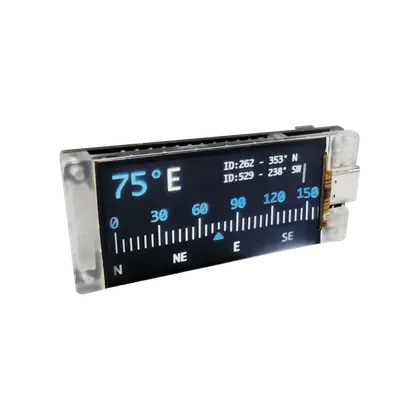 Angled Vision Master T190 board view with 1.9-inch TFT and transparent support plate