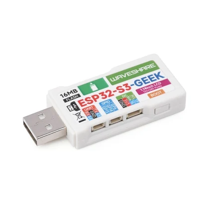 Rear view showing the USB-A plug, connector labels and protective enclosure.