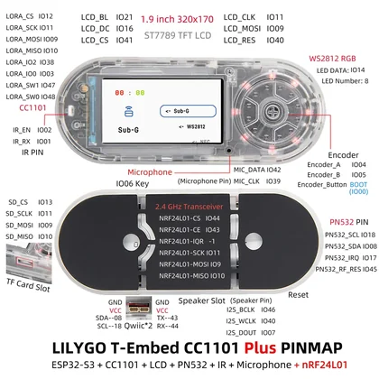 T-Embed CC1101 Plus pinout reference