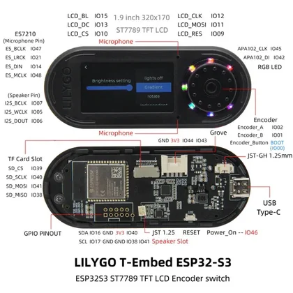 T-Embed S3 pinout reference for ESP32 Bit Pirate wiring