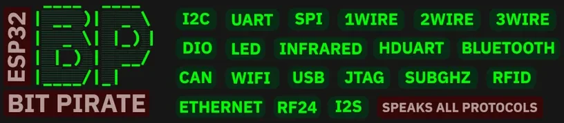 Firmware banner showing supported protocol families.