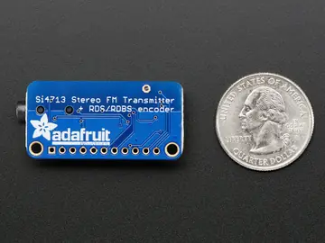 Si4713 FM transmitter back side photo showing the header row, board outline and back silkscreen.