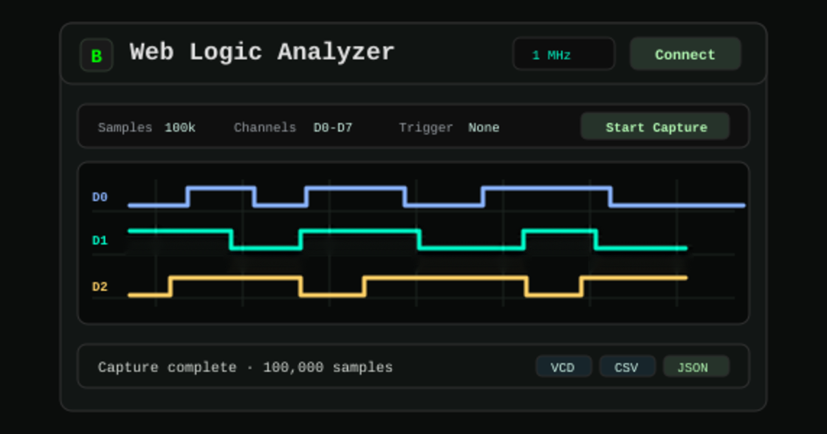 Web Logic Analyzer for SUMP-Compatible Hardware