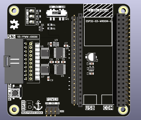 The ESP32 Bus Pirate dock board
